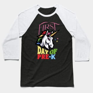 First Day of Pre-K Unicorn Baseball T-Shirt